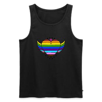 Rainbow Connection Embrace, Happy Pride - Männer Premium Bio Tank Top - Schwarz - Vorne - AI Model Male 178 light (178cm)