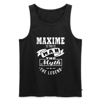 MAXIME der Mann der Mythos die Legende - Männer Premium Bio Tank Top - Schwarz - Vorne - AI Model Male 178 light (178cm)