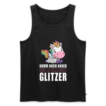 Noch näher es klatscht Glitzer Einhorn Geschenk - Männer Premium Bio Tank Top - Schwarz - Vorne - Michal (187cm)