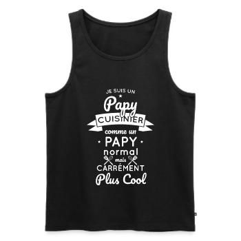 Papy cuisinier comme un papy normal plus cool - Débardeur bio Premium Homme - noir - Devant - Michal (187cm)