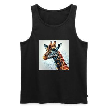 THE GIRAFFE HER AFRICAN MAJESTY - Men's Premium Organic Tank Top - black - Front - AI Model Male 178 light (178cm)