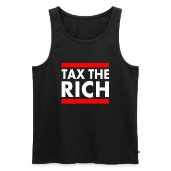 Tax the rich - Débardeur bio Premium Homme - noir - Devant - Michal (187cm)
