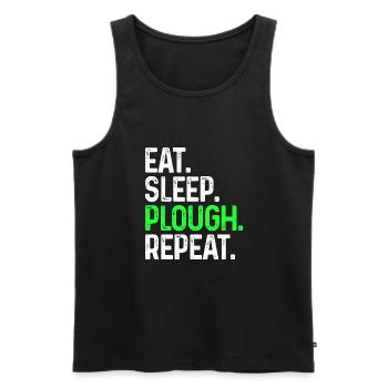 Eat Sleep Plough Repeat Funny Farming - Men's Premium Organic Tank Top - black - Front - Michal (187cm)