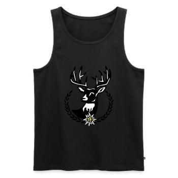 Hirsch Lorbeerkranz Wiesn Edelweiss - Männer Premium Bio Tank Top - Schwarz - Vorne - Michal (187cm)