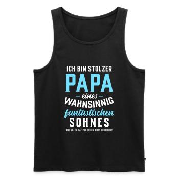 Ich bin stolzer Papa eines fantastischen Sohnes - Männer Premium Bio Tank Top - Schwarz - Vorne - Michal (187cm)