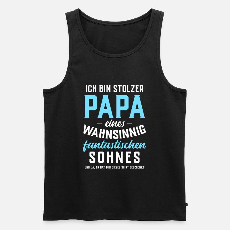 Ich bin stolzer Papa eines fantastischen Sohnes - Männer Premium Bio Tank Top - Schwarz