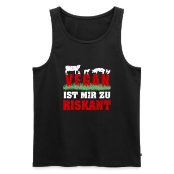 Vegan ist mir zu riskant - Männer Premium Bio Tank Top - Schwarz - Vorne - Michal (187cm)