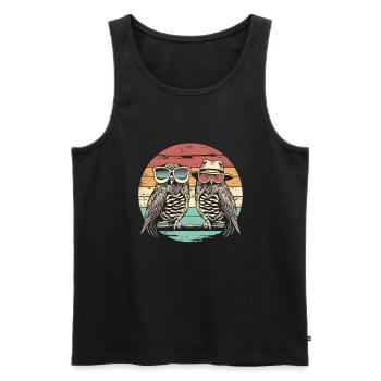Eule Retro vintage - Männer Premium Bio Tank Top - Schwarz - Vorne - Michal (187cm)