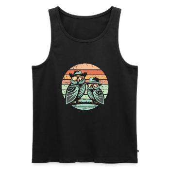 Eule Retro vintage - Männer Premium Bio Tank Top - Schwarz - Vorne - Michal (187cm)