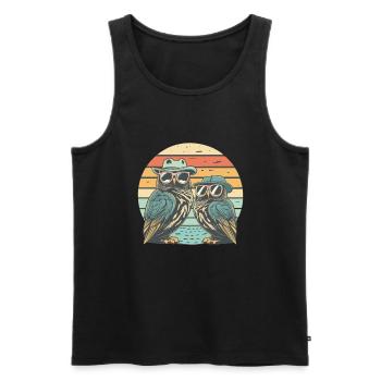 Eule Retro vintage - Männer Premium Bio Tank Top - Schwarz - Vorne - Michal (187cm)