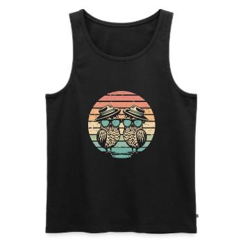 Eule Retro vintage - Männer Premium Bio Tank Top - Schwarz - Vorne - Michal (187cm)