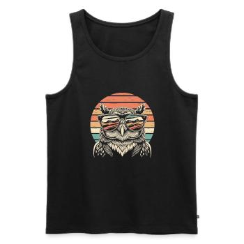 Eule Retro vintage - Männer Premium Bio Tank Top - Schwarz - Vorne - Michal (187cm)