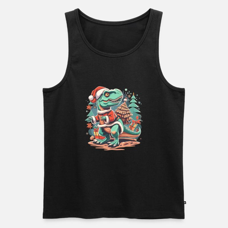 Dinosaurier Trex Weihnachten - Männer Premium Bio Tank Top - Schwarz