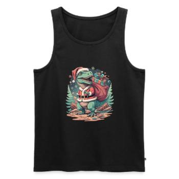 Dinosaur Trex Christmas - Men's Premium Organic Tank Top - black - Front - AI Model Male 178 light (178cm)