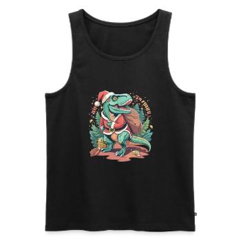 Dinosaur Trex Christmas - Men's Premium Organic Tank Top - black - Front - AI Model Male 178 light (178cm)