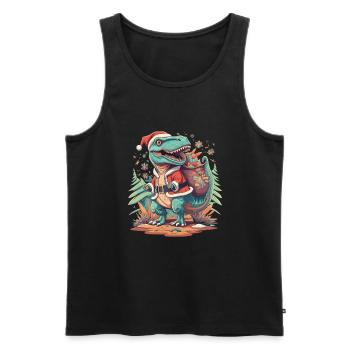 Dinosaur Trex Christmas - Men's Premium Organic Tank Top - black - Front - AI Model Male 178 light (178cm)