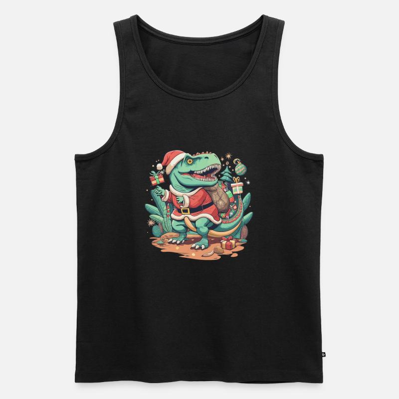 Dinosaurier Trex Weihnachten - Männer Premium Bio Tank Top - Schwarz