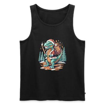 Dinosaur Trex Christmas - Men's Premium Organic Tank Top - black - Front - AI Model Male 178 light (178cm)