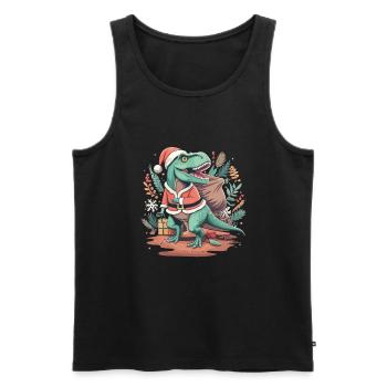 Dinosaur Trex Christmas - Men's Premium Organic Tank Top - black - Front - AI Model Male 178 light (178cm)