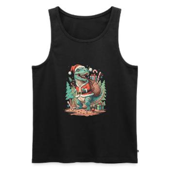 Dinosaur Trex Christmas - Men's Premium Organic Tank Top - black - Front - AI Model Male 178 light (178cm)
