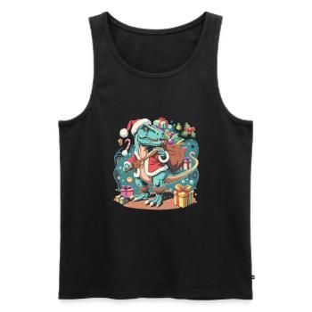 Dinosaur Trex Christmas - Men's Premium Organic Tank Top - black - Front - AI Model Male 178 light (178cm)