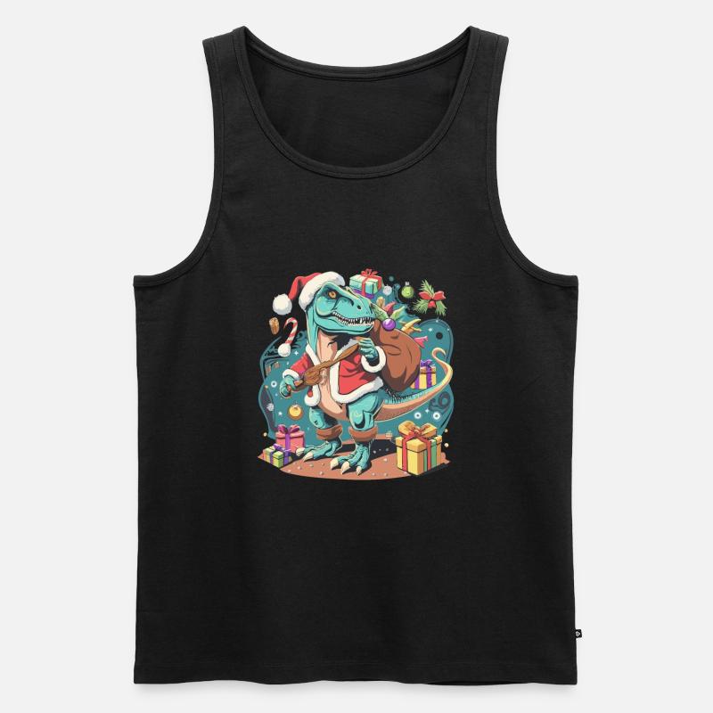 Dinosaurier Trex Weihnachten - Männer Premium Bio Tank Top - Schwarz