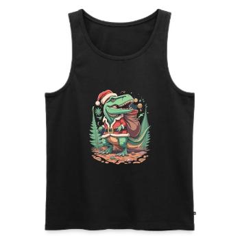 Dinosaur Trex Christmas - Men's Premium Organic Tank Top - black - Front - AI Model Male 178 light (178cm)