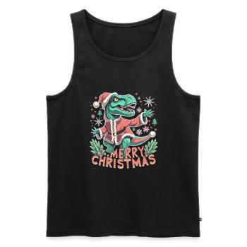 Dinosaur Trex Christmas - Men's Premium Organic Tank Top - black - Front - AI Model Male 178 light (178cm)