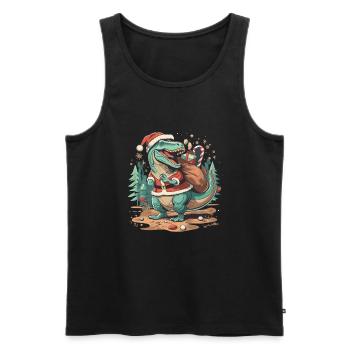 Dinosaur Trex Christmas - Men's Premium Organic Tank Top - black - Front - AI Model Male 178 light (178cm)