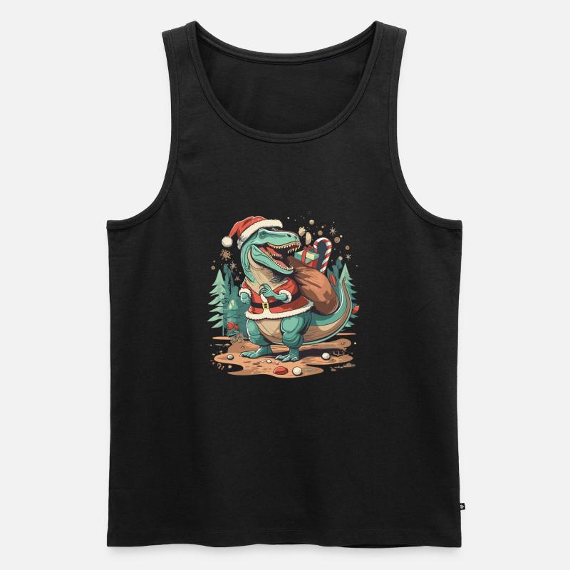 Dinosaurier Trex Weihnachten - Männer Premium Bio Tank Top - Schwarz