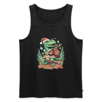Dinosaur Trex Christmas - Men's Premium Organic Tank Top - black - Front - AI Model Male 178 light (178cm)
