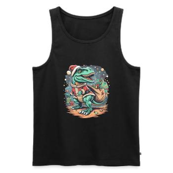 Dinosaur Trex Christmas - Men's Premium Organic Tank Top - black - Front - AI Model Male 178 light (178cm)