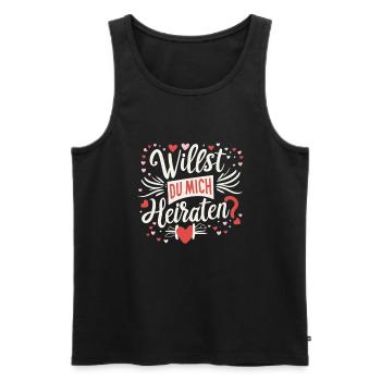 Willst du mich heiraten - Männer Premium Bio Tank Top - Schwarz - Vorne - Michal (187cm)