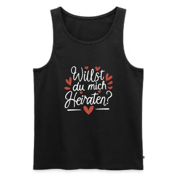 Willst du mich heiraten - Männer Premium Bio Tank Top - Schwarz - Vorne - Michal (187cm)