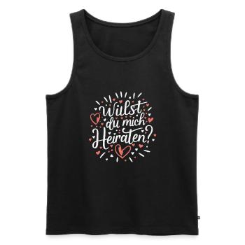 Willst du mich heiraten - Männer Premium Bio Tank Top - Schwarz - Vorne - Michal (187cm)