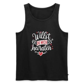 Willst du mich heiraten - Männer Premium Bio Tank Top - Schwarz - Vorne - Michal (187cm)