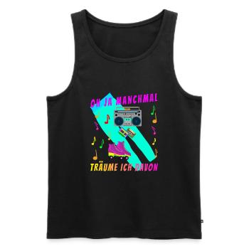 80er, Bunt, Schrill und Retro - Männer Premium Bio Tank Top - Schwarz - Vorne - Michal (187cm)