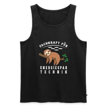 Faultier, Spezialist für Energiesparen. - Männer Premium Bio Tank Top - Schwarz - Vorne - Michal (187cm)