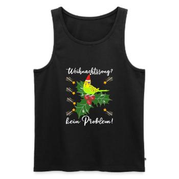 Weihnachten Wellensittich mit Stechpalme - Männer Premium Bio Tank Top - Schwarz - Vorne - AI Model Male 178 light (178cm)