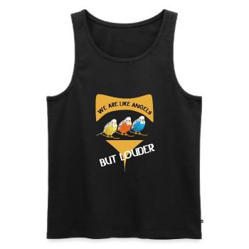Budgies are like angels, only louder - Men's Premium Organic Tank Top - black - Front - AI Model Male 178 light (178cm)