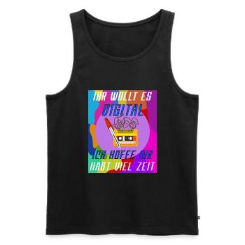 Cassette, Ihr wollt es Digital. - Männer Premium Bio Tank Top - Schwarz - Vorne - Michal (187cm)