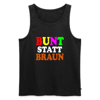 Bunt statt braun - Männer Premium Bio Tank Top - Schwarz - Vorne - AI Model Male 178 light (178cm)
