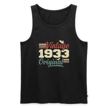 Vintage 1933 Cadeau Anniversaire 1933 Retro - Débardeur bio Premium Homme - noir - Devant - AI Model Male 178 light (178cm)