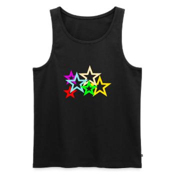 bunte Sterne - Männer Premium Bio Tank Top - Schwarz - Vorne - AI Model Male 178 light (178cm)
