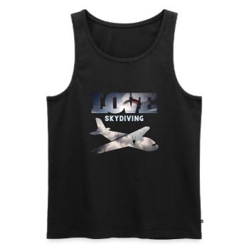 Skydiving, clouds and parachute - Men's Premium Organic Tank Top - black - Front - AI Model Male 178 light (178cm)