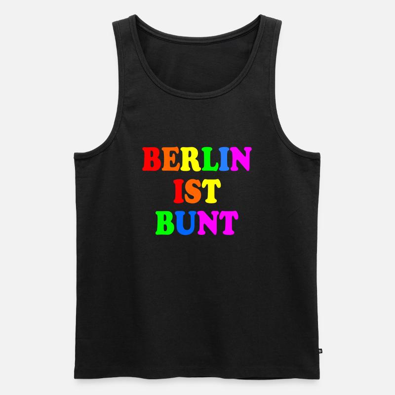 Berlin ist bunt - Männer Premium Bio Tank Top - Schwarz