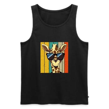 Girafe Faune Vintage Rétro - Débardeur bio Premium Homme - noir - Devant - Michal (187cm)