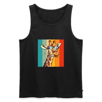 Girafe Faune Vintage Rétro - Débardeur bio Premium Homme - noir - Devant - Michal (187cm)