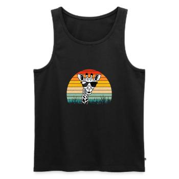 Girafe Faune Vintage Rétro - Débardeur bio Premium Homme - noir - Devant - Michal (187cm)