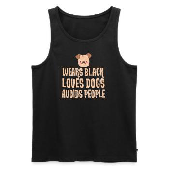 Trage schwarz - liebe Hunde - vermeide Menschen - Männer Premium Bio Tank Top - Schwarz - Vorne - AI Model Male 178 light (178cm)